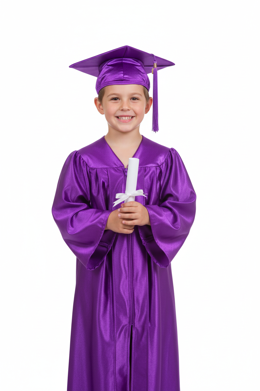 Shiny Purple Elementary Gown - Model Shot