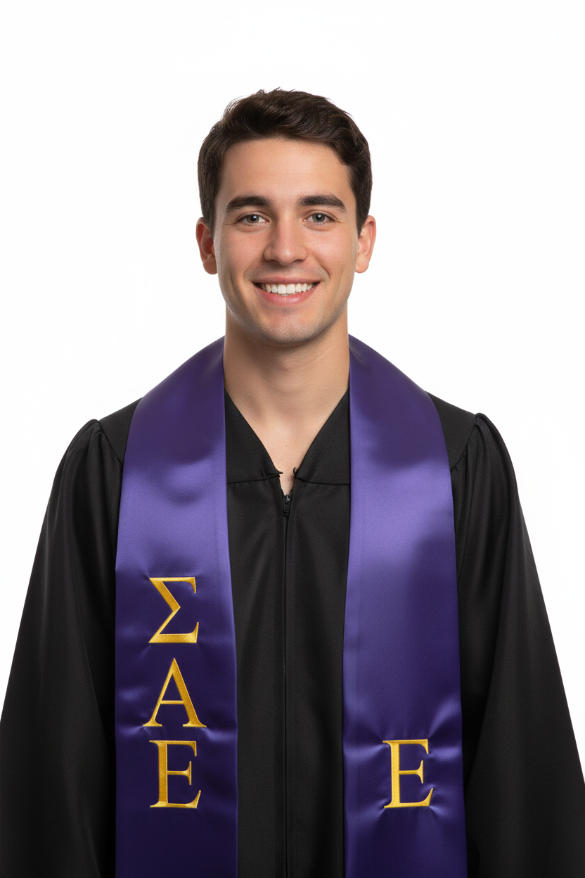 Sigma Alpha Epsilon Greek Lettered Stole model display