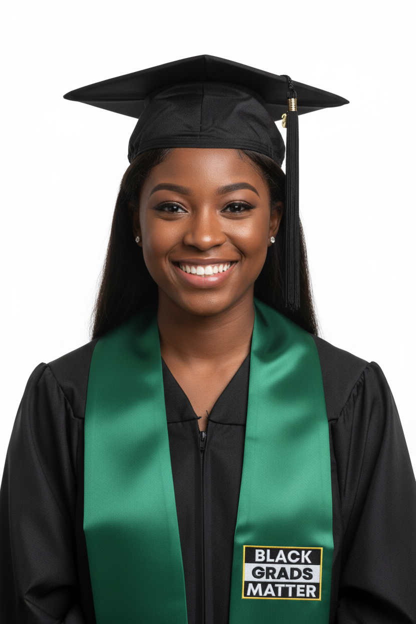Hunter BLACK GRADS MATTER Graduation Stole model display