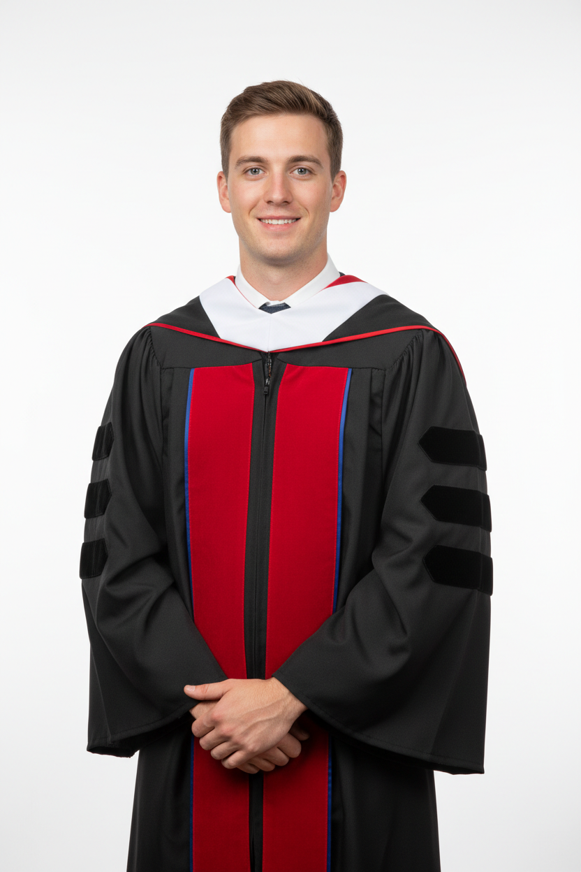 Doctor of Theology Hood - Scarlet & White model display