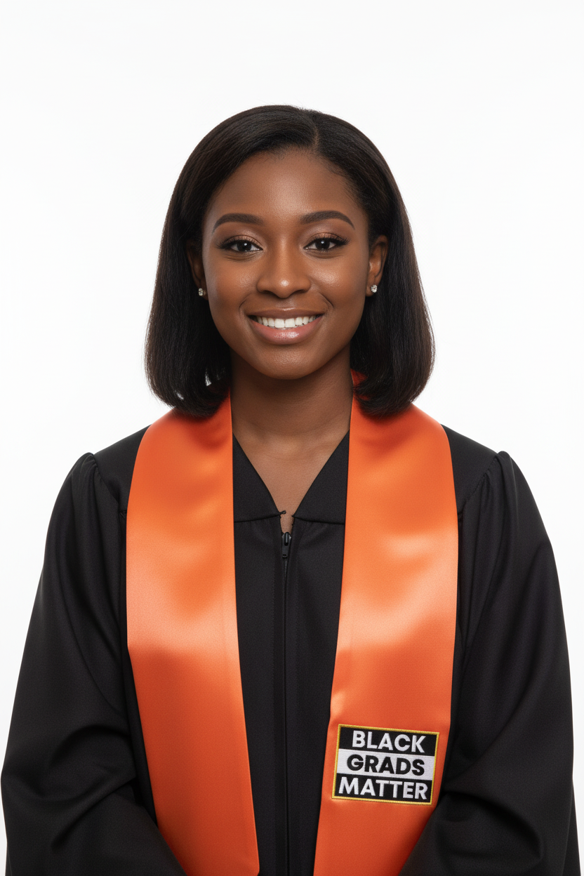 Orange BLACK GRADS MATTER Graduation Stole model display