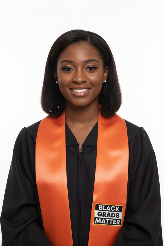 Orange BLACK GRADS MATTER Graduation Stole model display