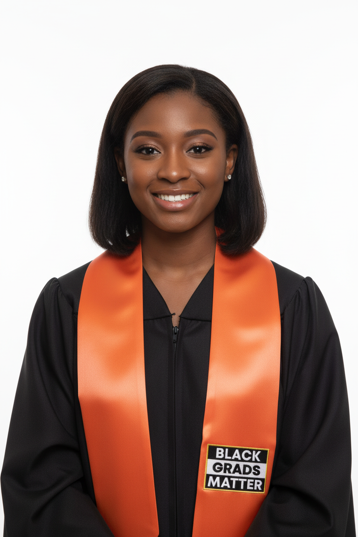 Orange BLACK GRADS MATTER Graduation Stole model display