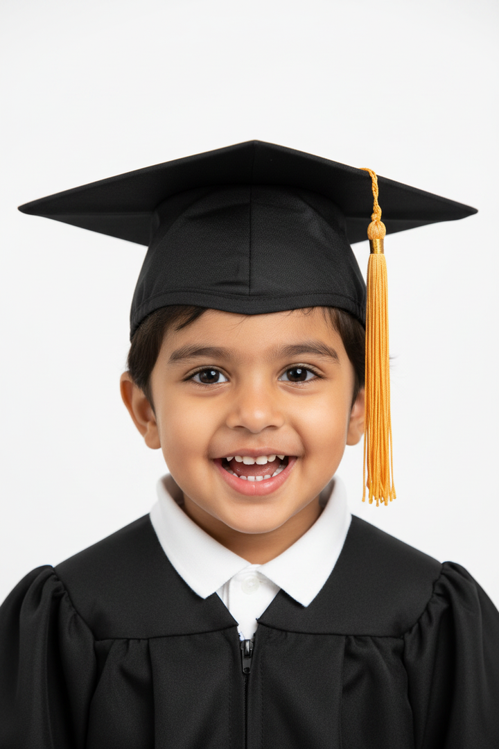 Matte Black Kindergarten/Preschool Cap - Model Shot