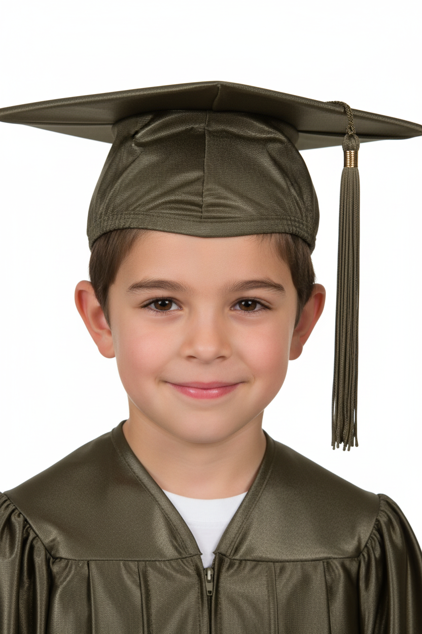 Shiny Brown Elementary Cap - Model Shot