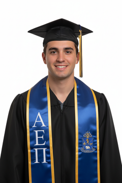 Alpha Epsilon Pi Trimmed Greek Lettered Graduation Stole w/ Crest