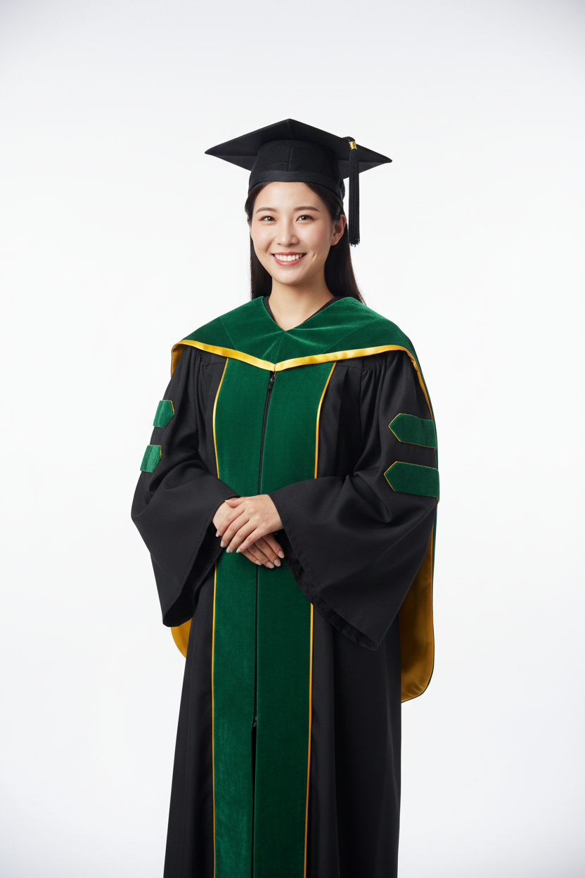 Doctor of Medicine Hood - Kelly Green & Gold model display