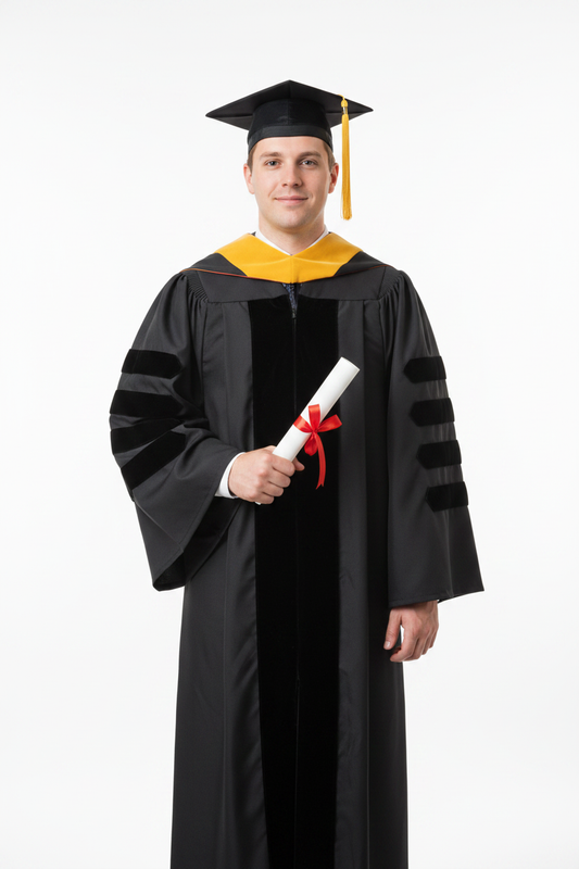 Classic Doctoral Tam Gown Hood Package model display