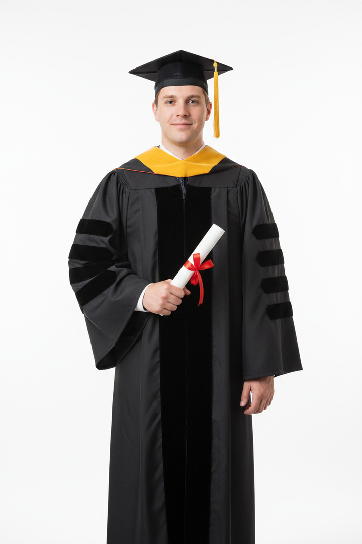 Classic Doctoral Tam Gown Hood Package model display