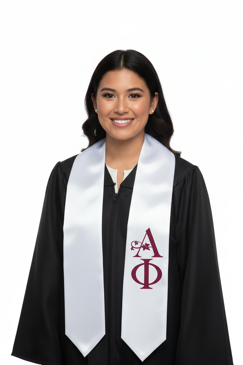 Alpha Phi Greek Lettered Stole model display