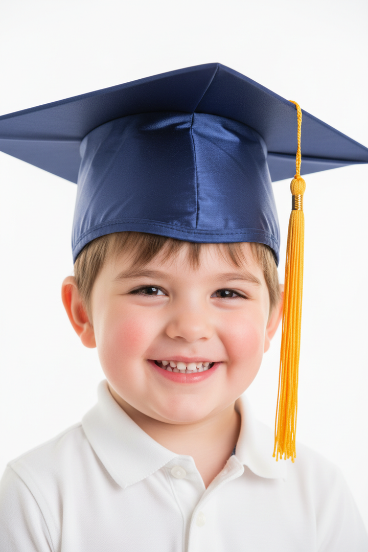 Shiny Navy Blue Kindergarten/Preschool Cap & Tassel - Model Shot