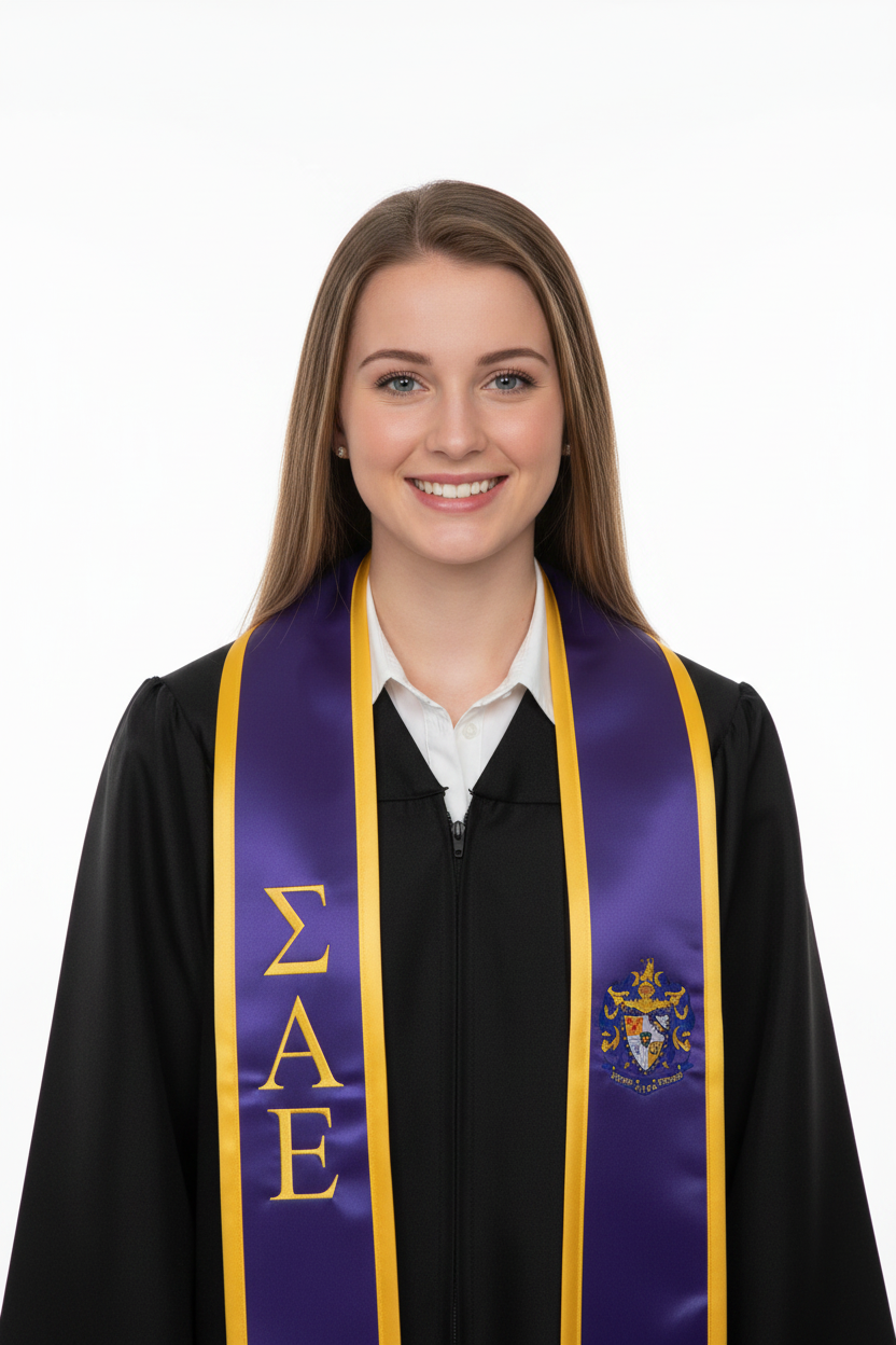 Sigma Alpha Epsilon Trimmed Stole W/ Crest model display