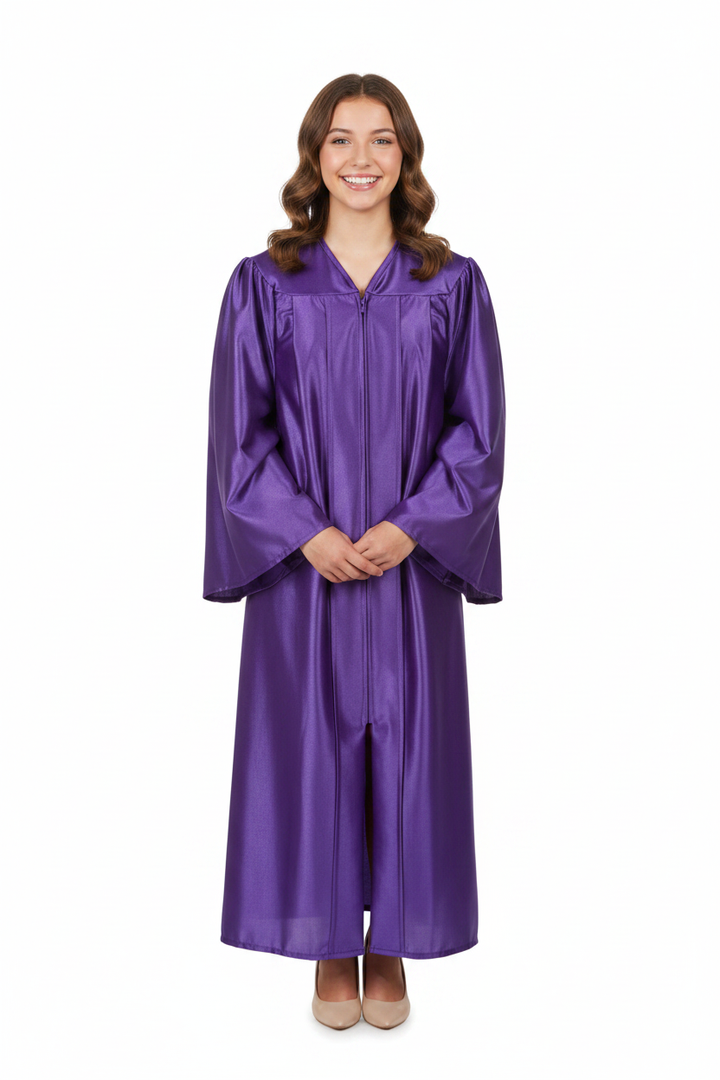 Shiny Purple Junior High/Middle School Gown - Model Display