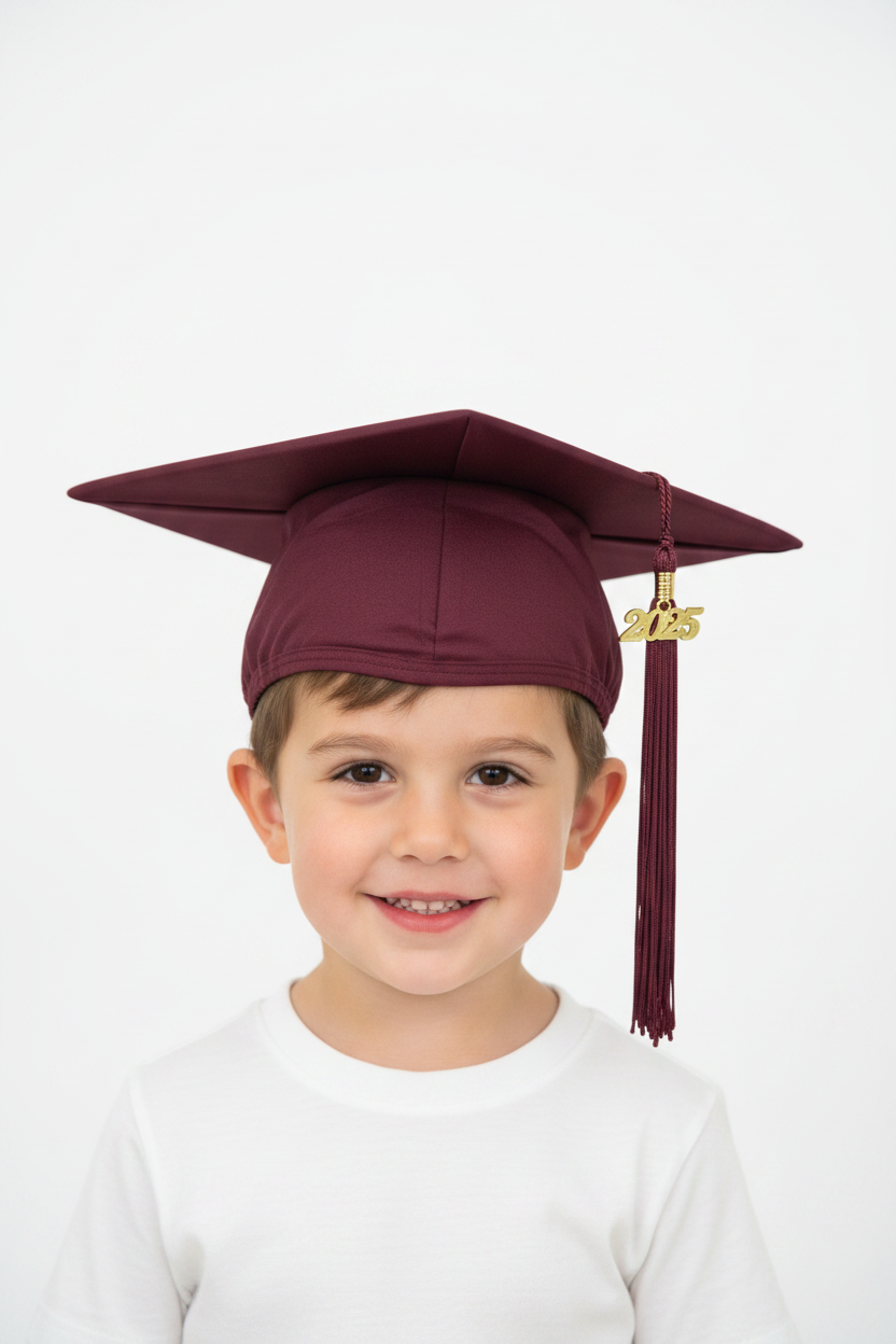 Matte Maroon Kindergarten/Preschool Cap & Tassel - Model Shot