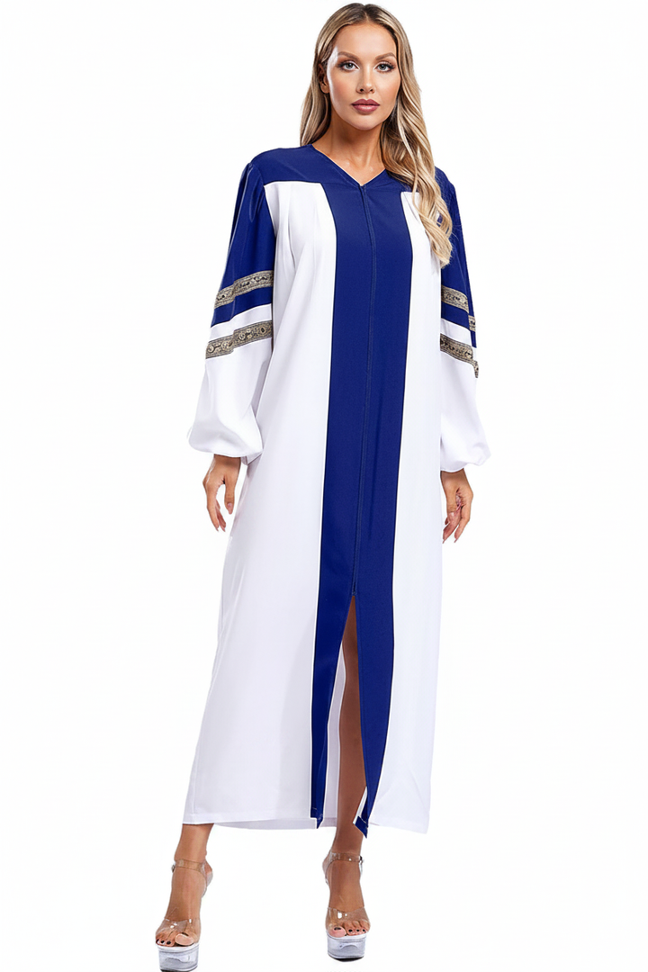 Premium Two-Tone Lantern Sleeve Choir & Clergy Robe - Stage Performance Gown