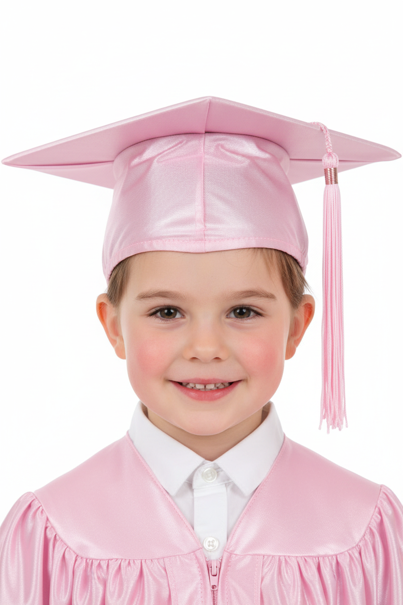 Shiny Pink Kindergarten/Preschool Cap - Model Shot