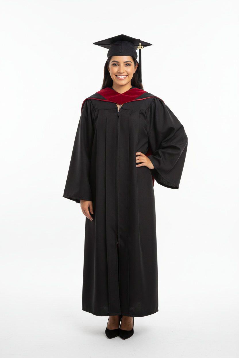 Matte Black Bachelors Academic Cap, Gown & Hood