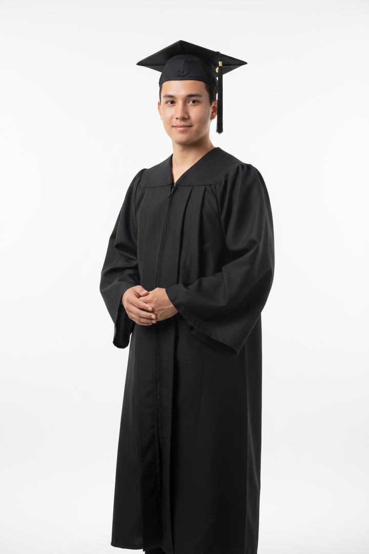 Matte Black Cap Gown No Hood