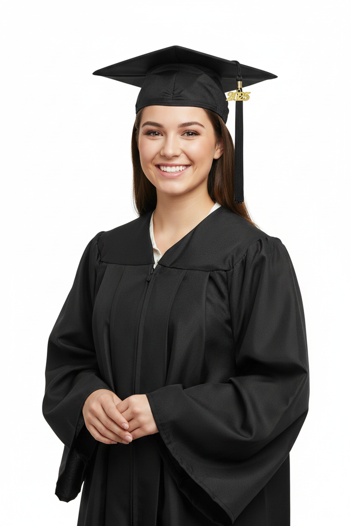 Matte Black High School Cap & Tassel - Model Shot