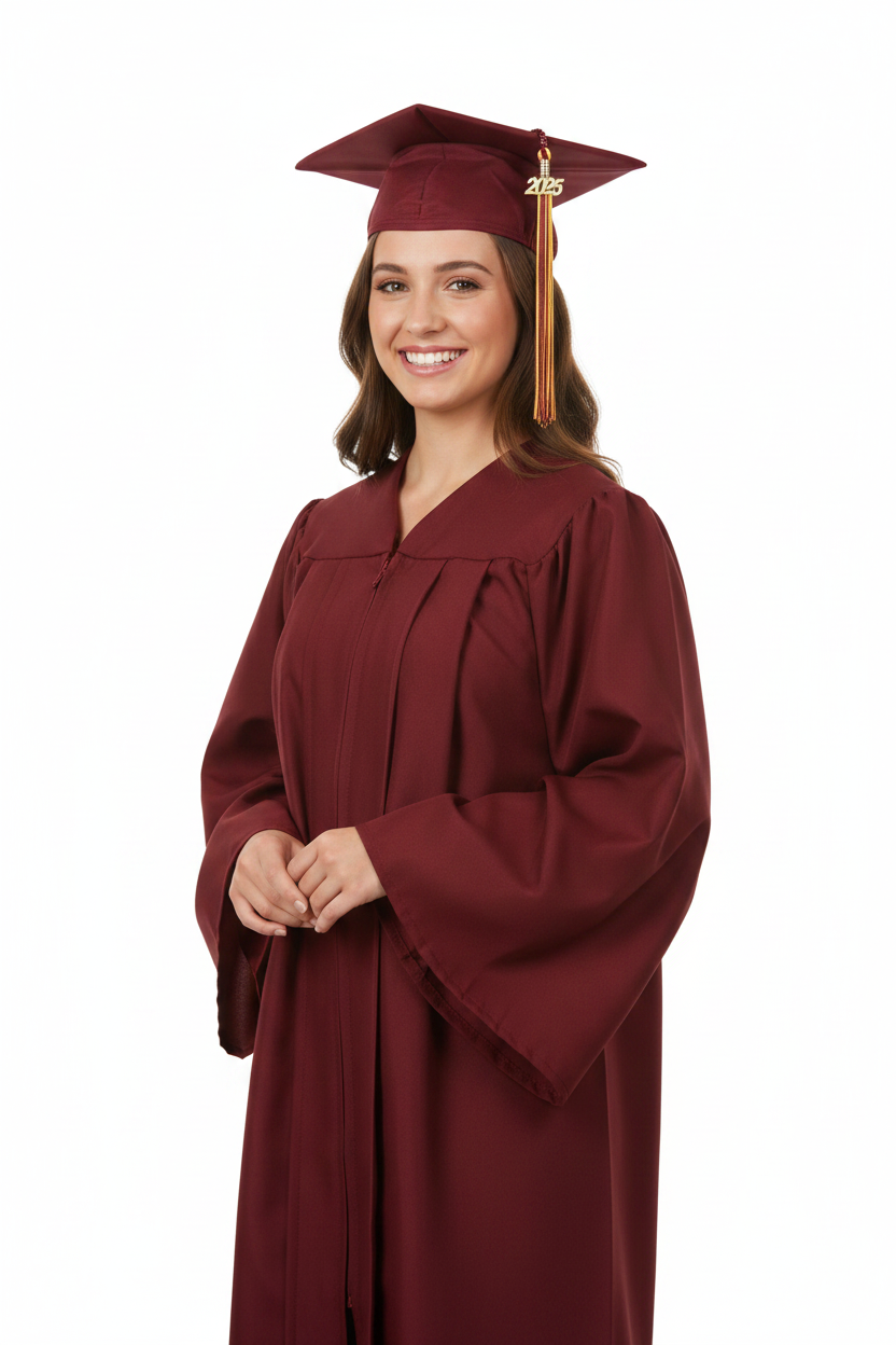 Matte Burgundy Cap & Gown