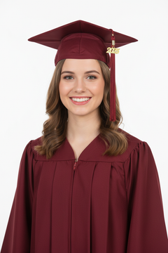 Matte Burgundy High School Cap & Gown