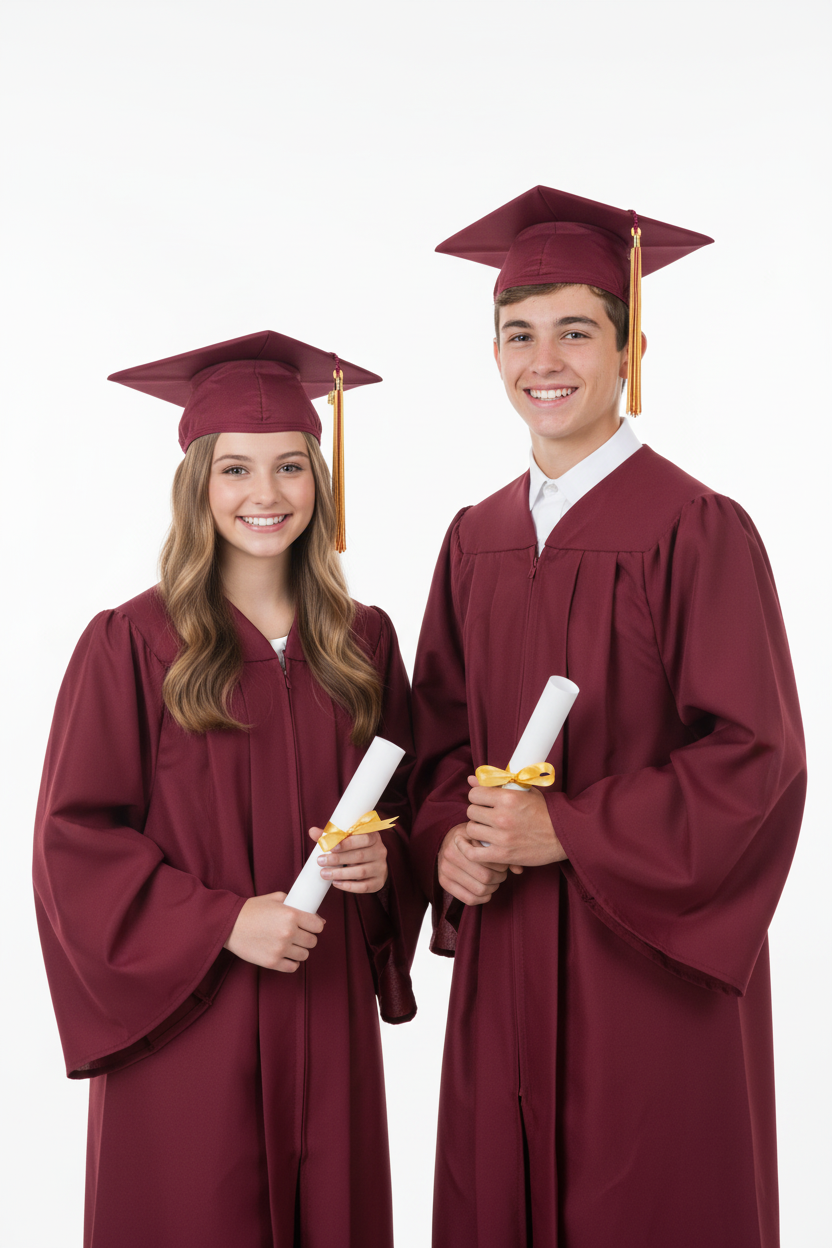 Matte Burgundy Junior High Gown
