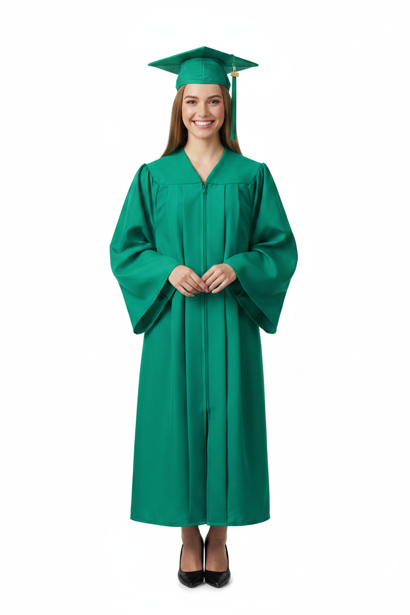 Matte Emerald Green Bachelors Cap & Gown