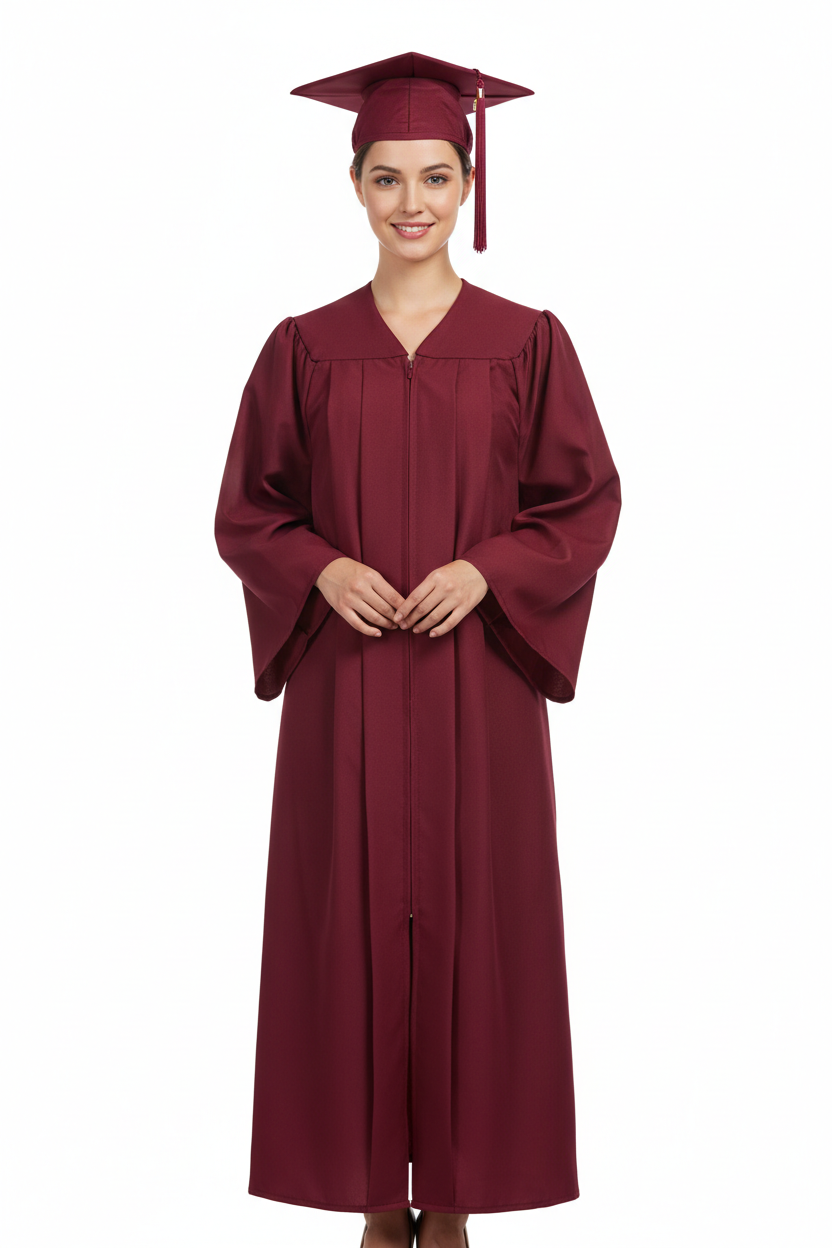 Matte Maroon Bachelors Cap & Gown