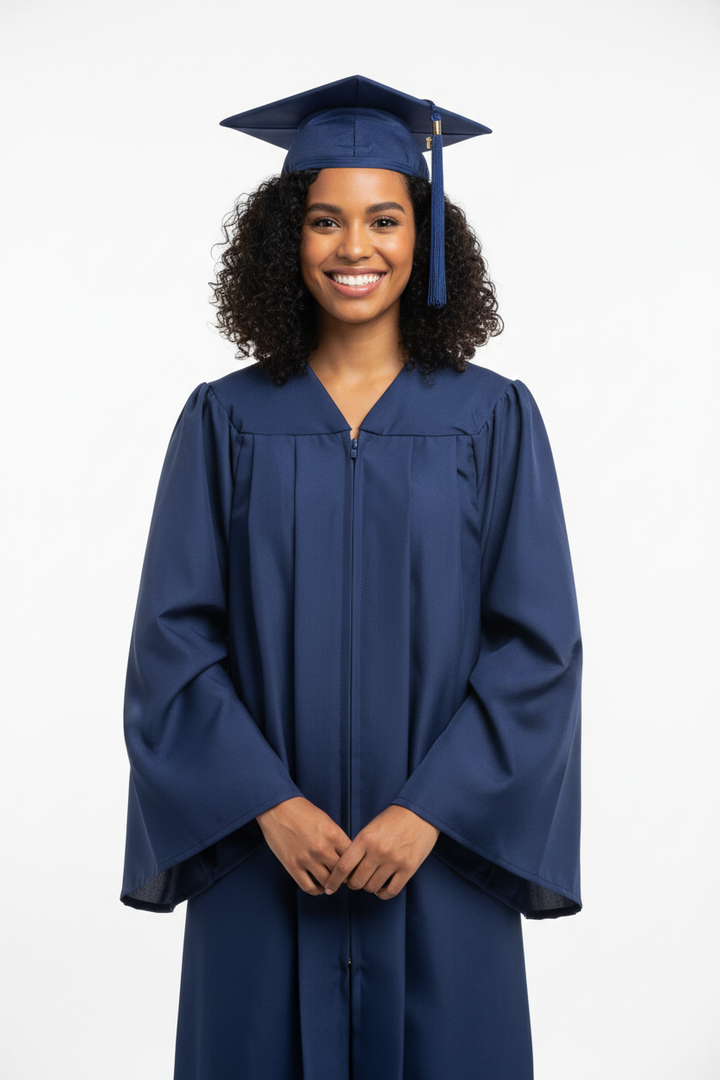 Matte Navy Blue Bachelors Cap & Gown