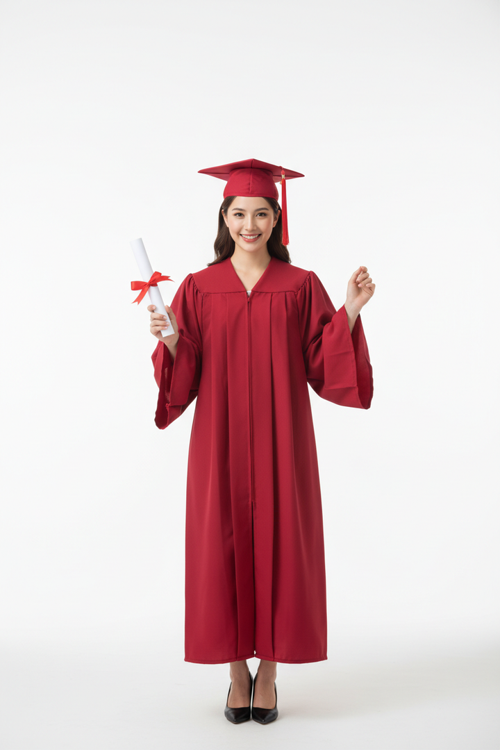 Matte Red Bachelors Cap & Gown