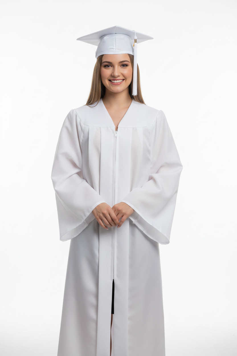 Matte White Bachelors Cap & Gown