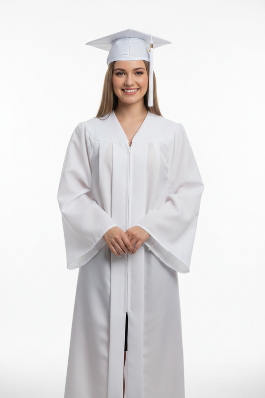 Matte White Bachelors Cap & Gown