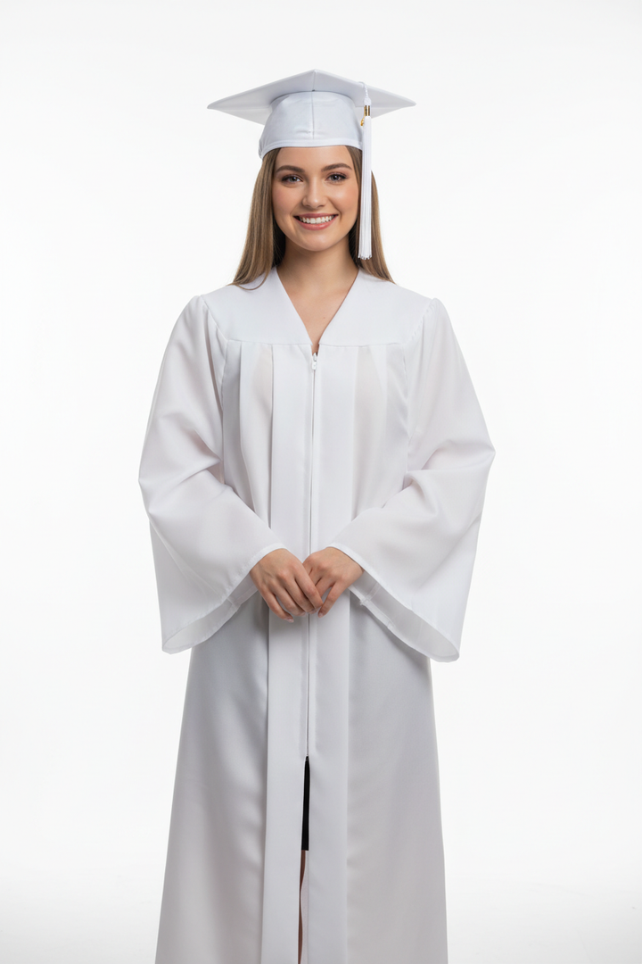 Matte White Bachelors Cap & Gown