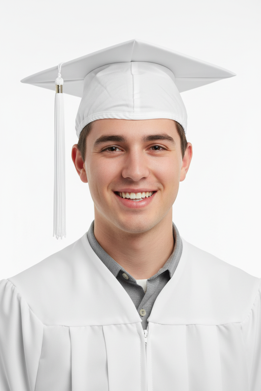 Matte White Bachelors Graduation Cap