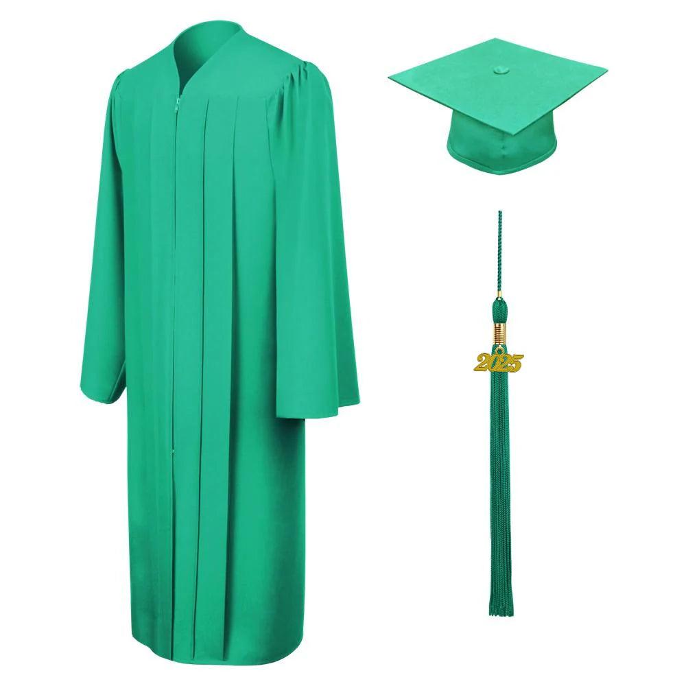 Matte Emerald Green Bachelors Academic Cap & Gown - Graduation Seller