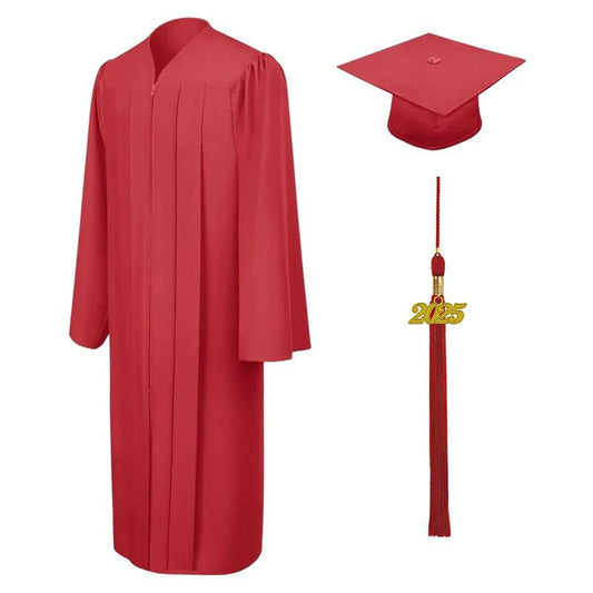 Matte Red High School Cap & Gown - Graduation Seller
