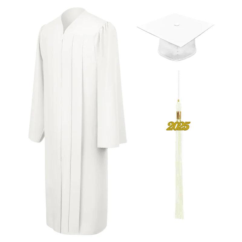 Matte White Bachelors Academic Cap & Gown - Graduation Seller