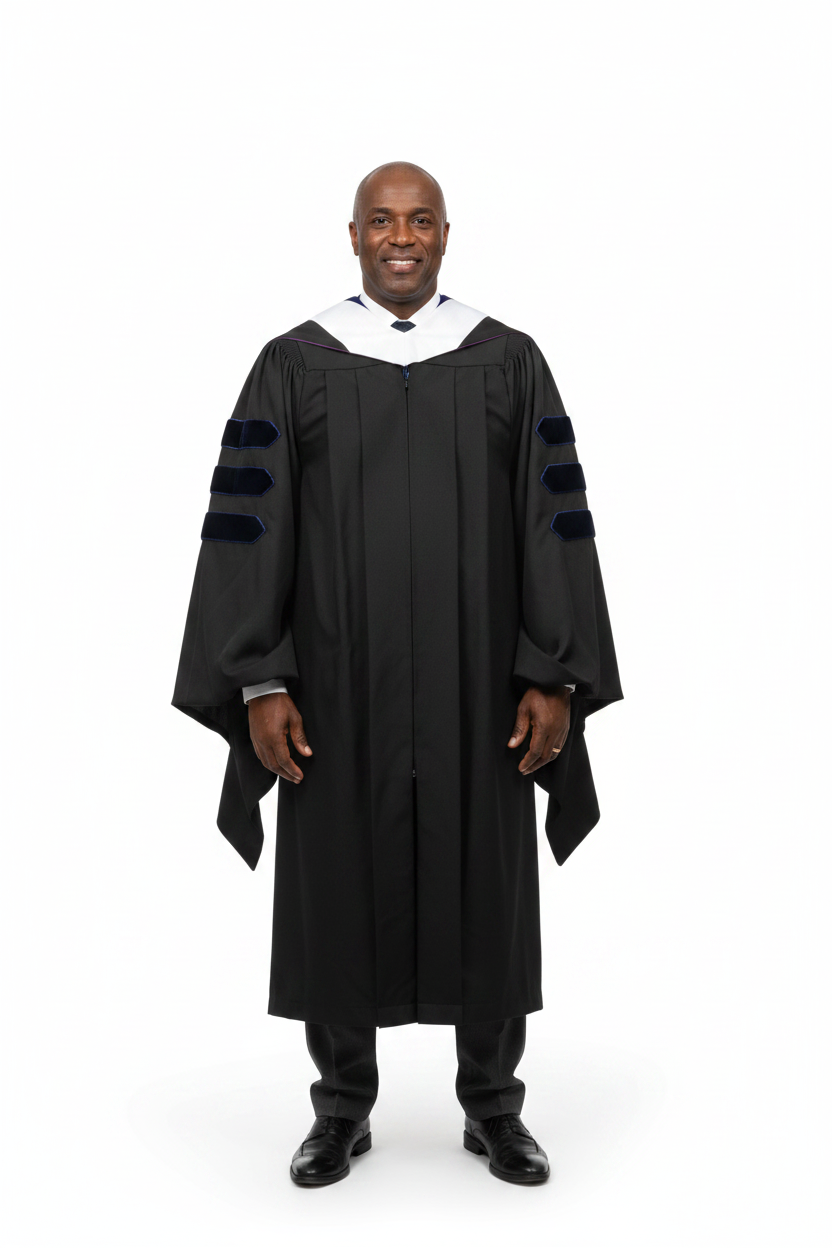 PHD Doctor Hood Dark Blue Velvet - Purple & White 模特展示图