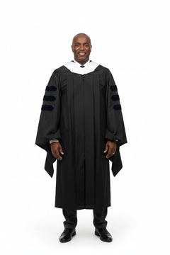 PhD Doctor Hood Dark Blue Velvet - Purple & White