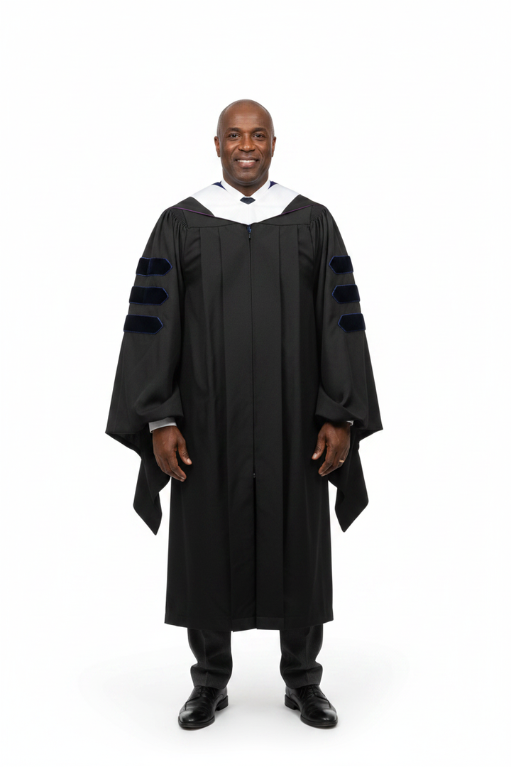 PHD Doctor Hood Dark Blue Velvet - Purple & White 模特展示图