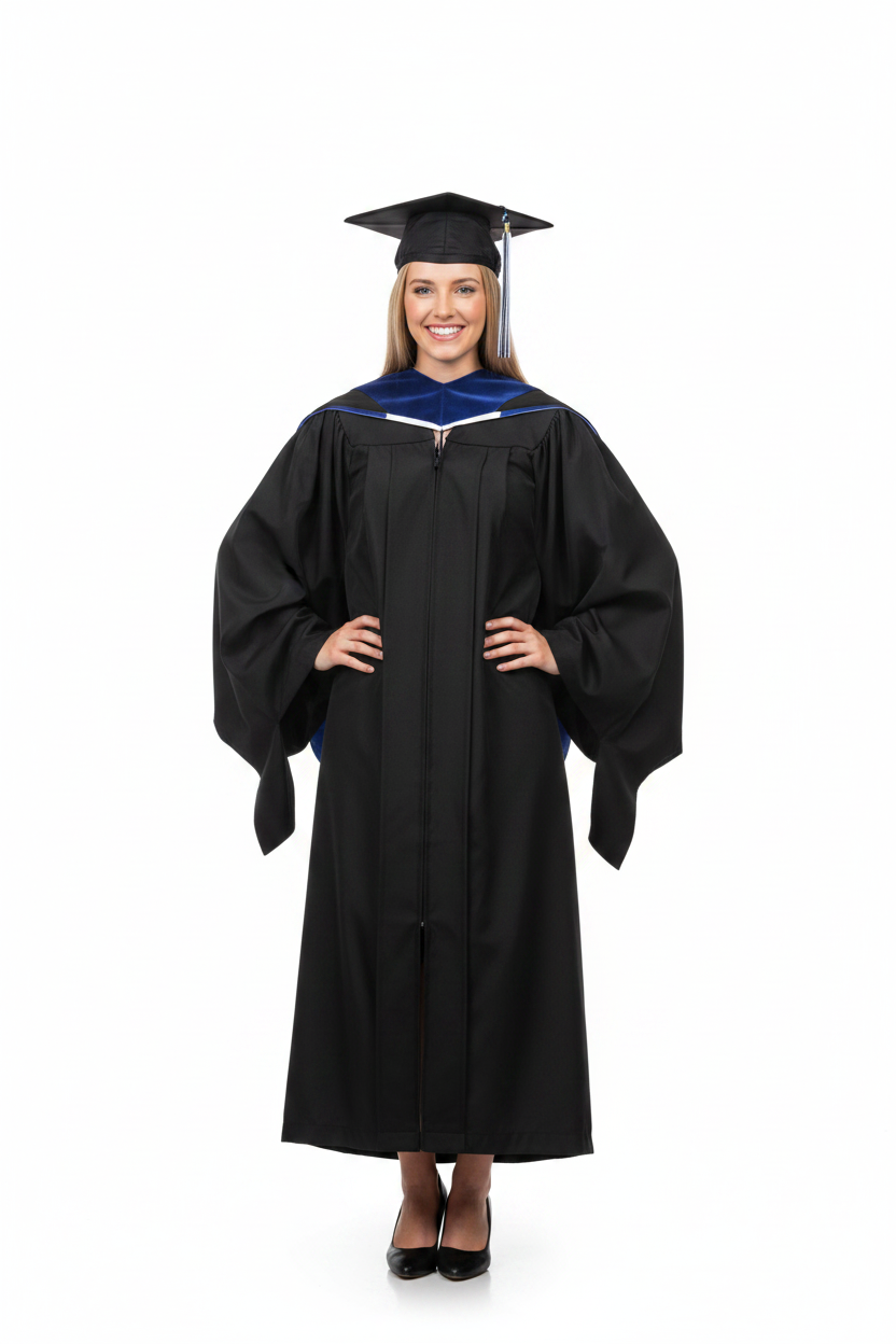 PHD Doctor Hood Dark Blue Velvet - Royal Blue & White 模特展示图