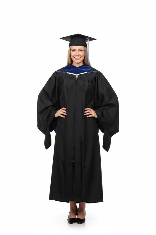 PHD Doctor Hood Dark Blue Velvet - Royal Blue & White 模特展示图