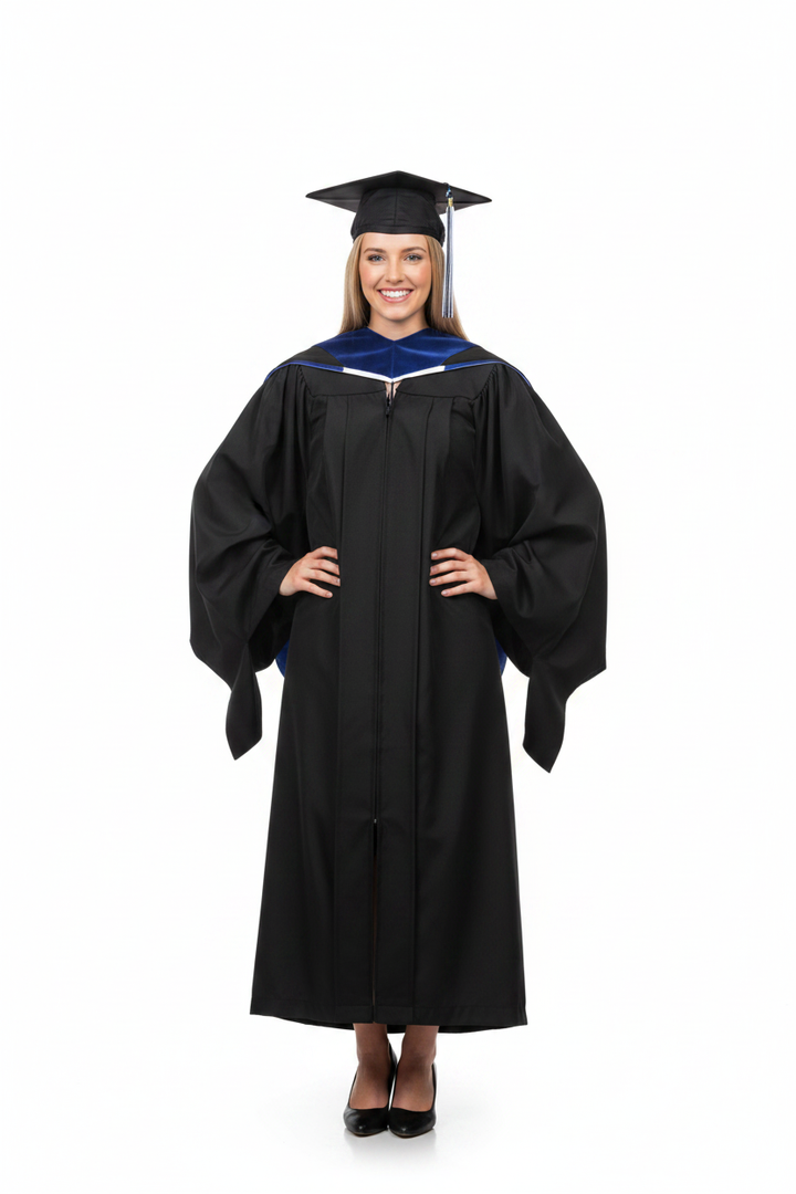 PHD Doctor Hood Dark Blue Velvet - Royal Blue & White 模特展示图