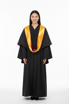 Deluxe Bachelors/Masters Hood - Science Gold Velvet, Red & Golden Yellow