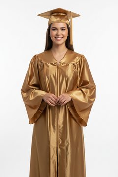 Shiny Antique Gold Bachelors Cap & Gown