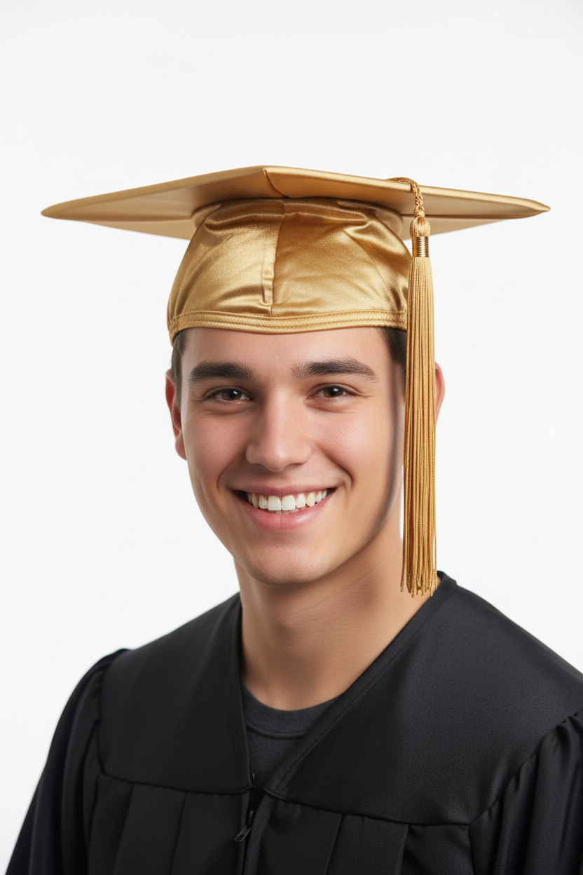 Shiny Antique Gold Bachelors Graduation Cap