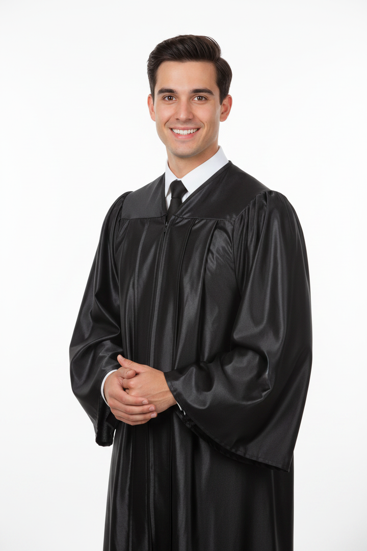 Shiny Black Bachelors Gown