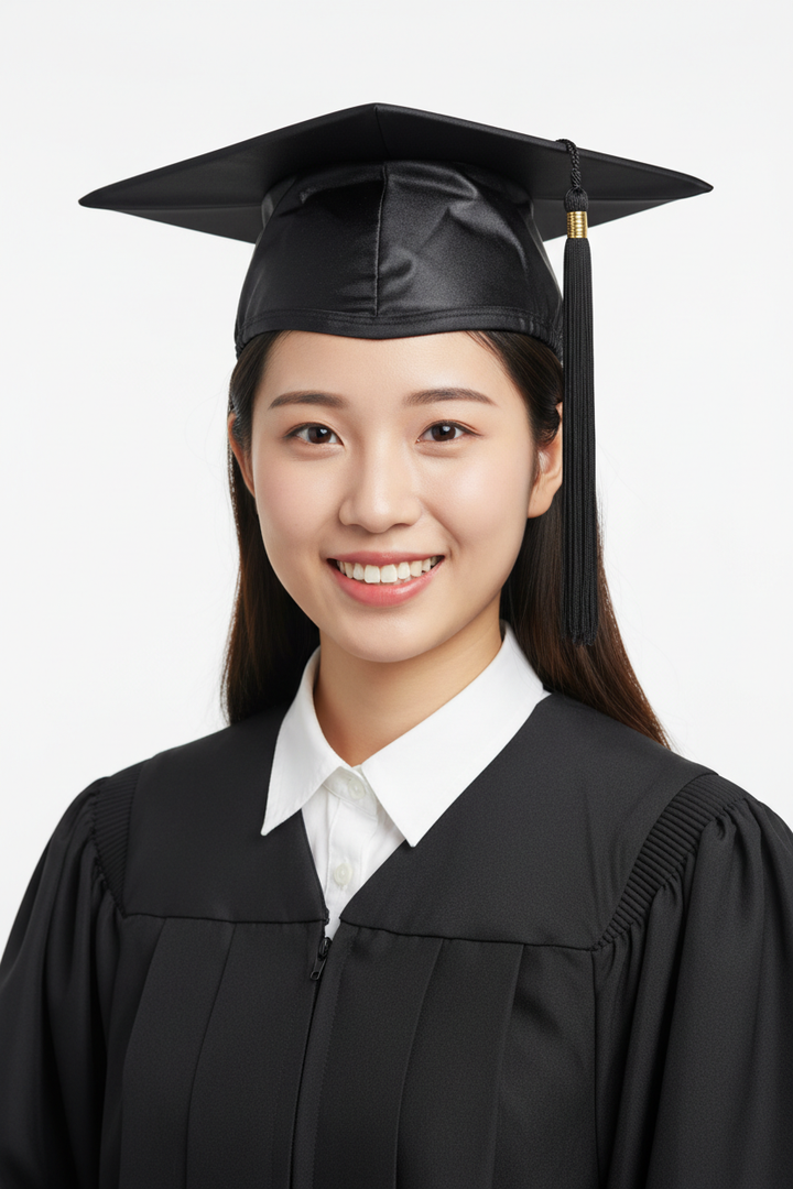 Shiny Black Bachelors Graduation Cap