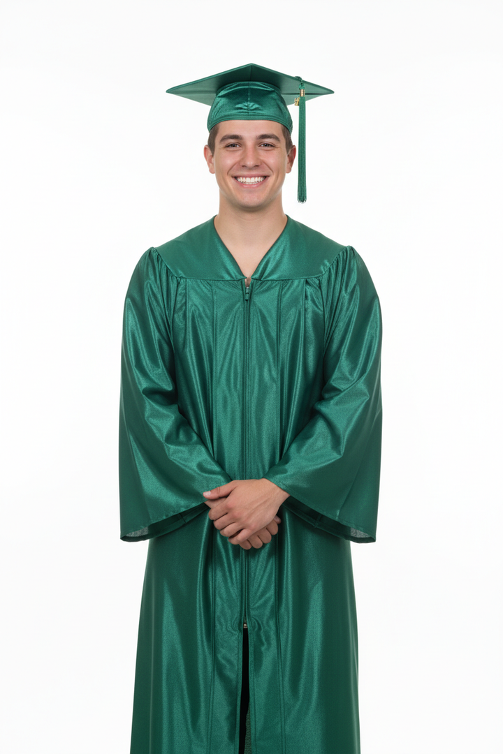 Shiny Emerald Green Bachelors Cap & Gown