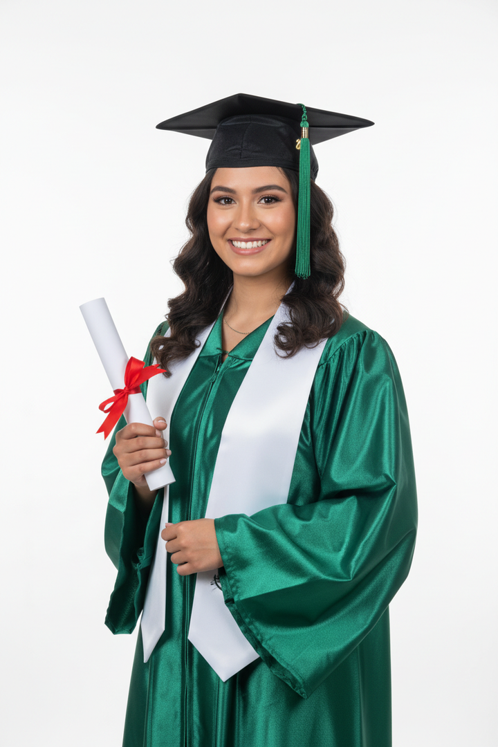 Shiny Emerald Green Bachelors Gown